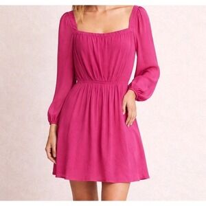 Kobi Halperin Stavy Mini Dress Womens Large Pink Pleated Smocked Boho MSRP $398